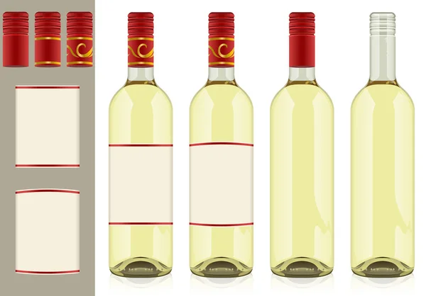Fyra vinflaskor四个葡萄酒瓶 — Stock vektor