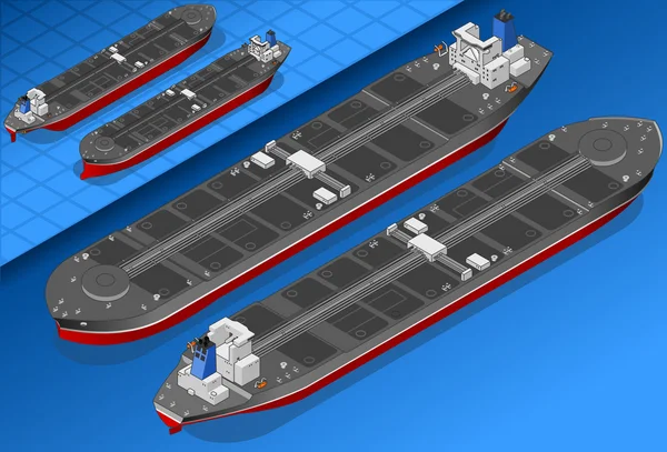 Isometrischer Öltanker in zwei Positionen — Stockvektor
