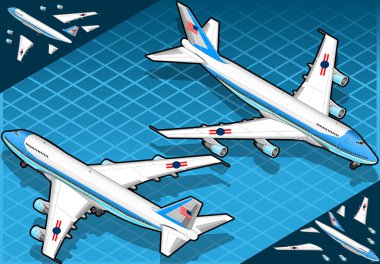 Isometric air force one in two position clipart