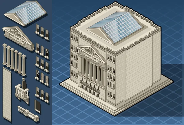 Immeuble Isometric Stock Exchange à New York, Wall Street — Image vectorielle