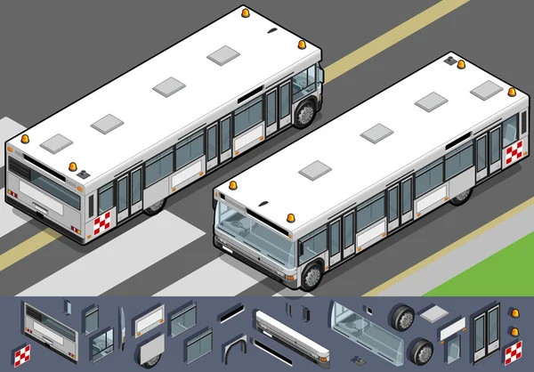 Autobus aeroportuale isometrico in due posizioni — Vettoriale Stock