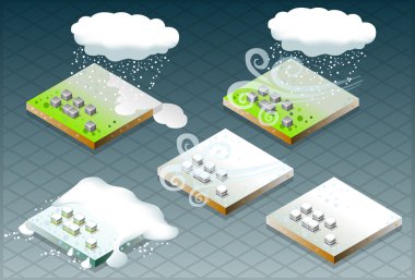 Isometric representation of natural disaster snow capped clipart