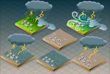 Isometric natural disaster flood mudded terrain clipart