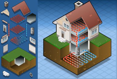 Geothermal heat pump/underfloorheating diagram clipart