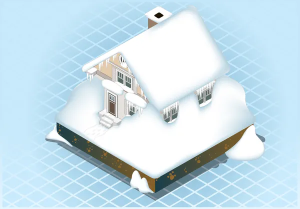 Isométrico Muy duro Casa cubierta de nieve — Archivo Imágenes Vectoriales
