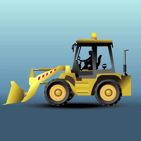 Bulldozer jaune en vue latérale — Image vectorielle