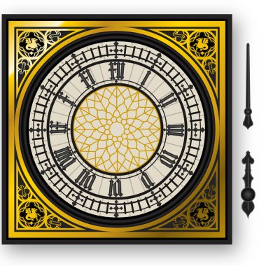 Quadrant of victorian clock with lancets clipart