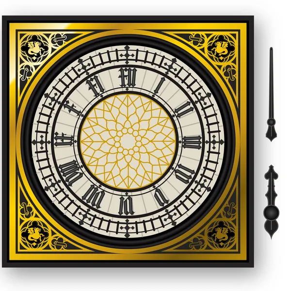 Quadrante de relógio vitoriano com lancetas — Vetor de Stock