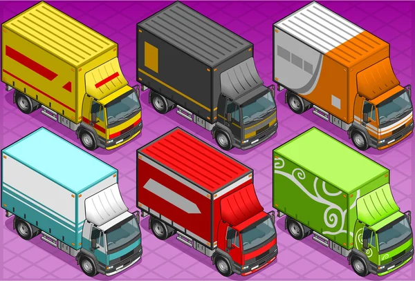 Camion de livraison isométrique à six livrées — Image vectorielle