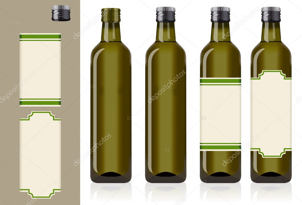 Four olive oil bottles