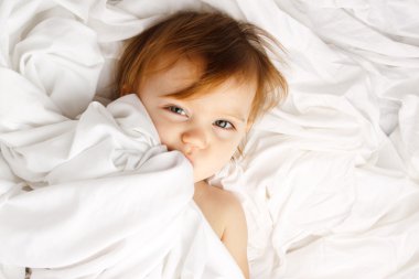 Child White Sheet Cover Lay clipart