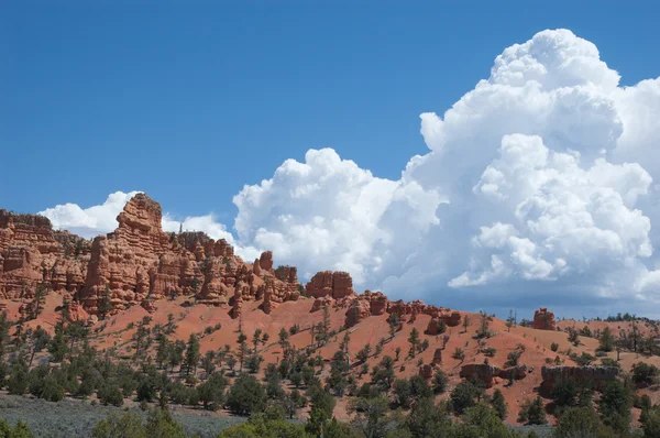 Red Canyon with a Towering Thunderhead — Stock Photo, Image