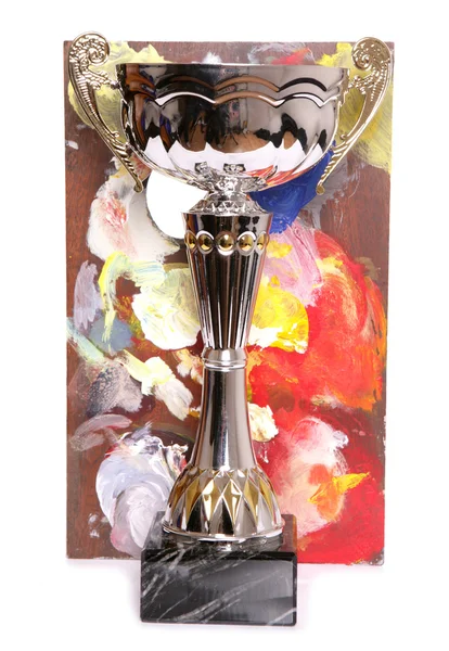 Трофей с художественной доской — стоковое фото