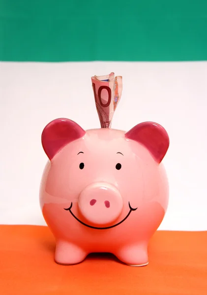 Piggybank with ten euros — Stock Photo, Image