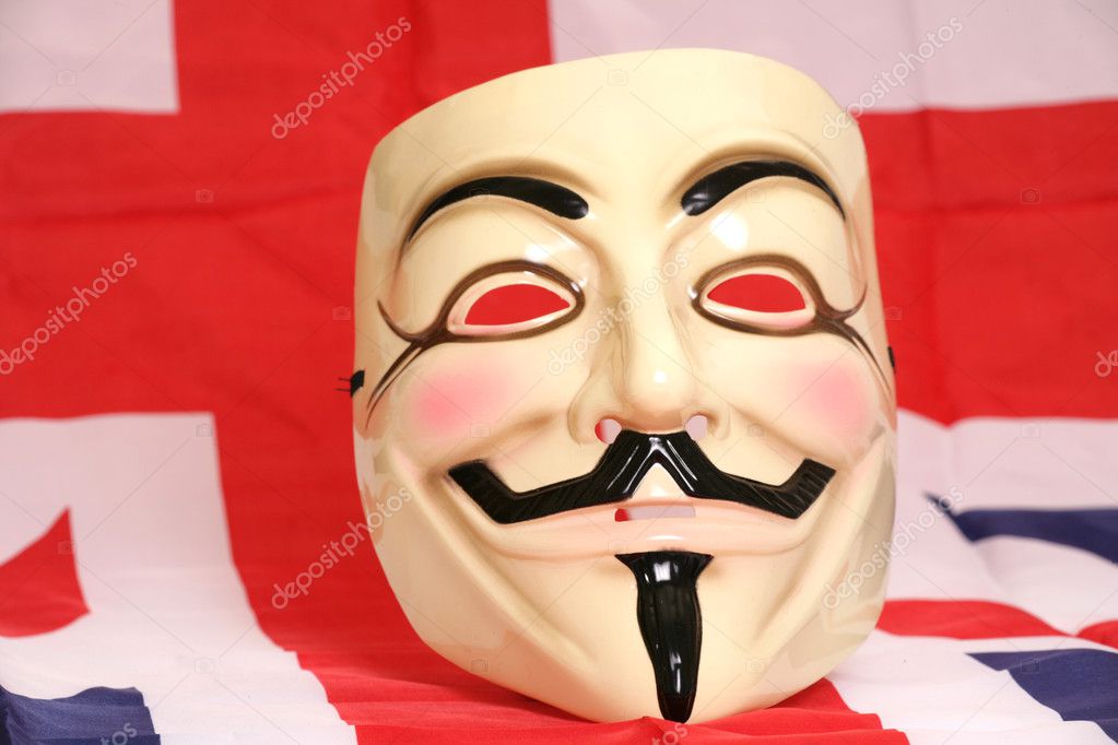 Man Wears A V For Vendetta Guy Fawkes Mask Stock Photo - Download
