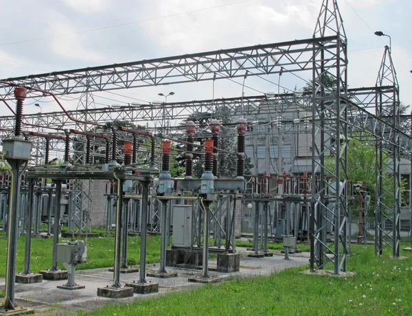 stock image Insulators and electrical cables and switches to an electric pow