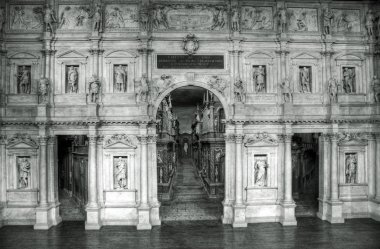 Interior of the Teatro Olimpico in Vicenza, designed by Andrea Palladio clipart