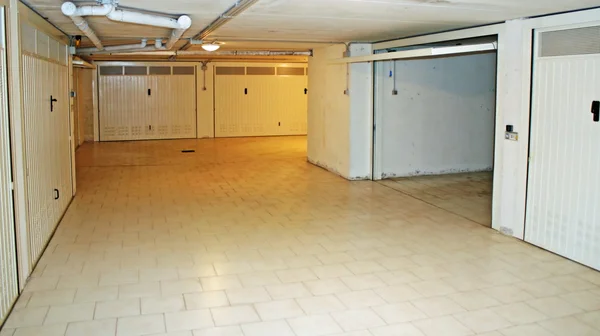 Monthly garage in a basement in a residential condominium — Stok fotoğraf