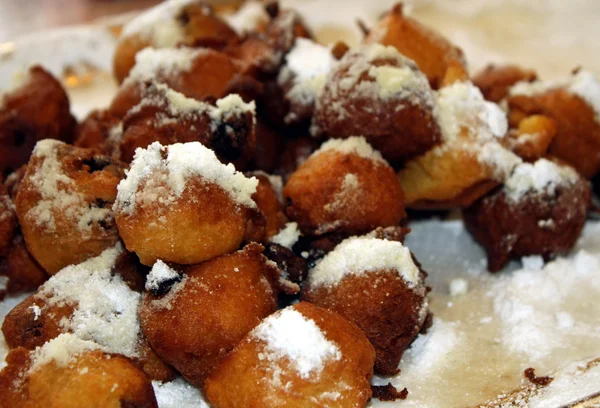 stock image Carnival fritters with vanilla cream and raisins for sale in pastry