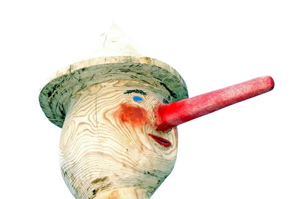 Кукольное лицо Пиноккио с длинными красными носами — стоковое фото