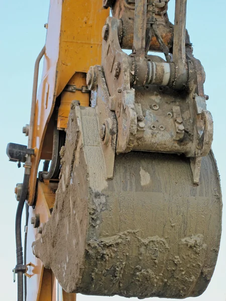 Spychacz podczas wykopalisk w budowie dróg — Zdjęcie stockowe