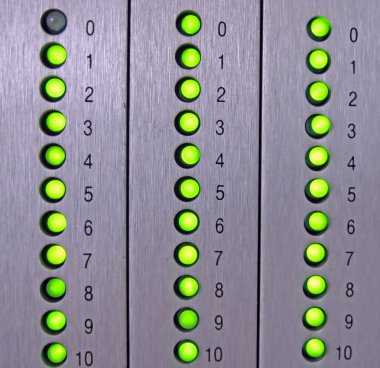 numaralarını panel ekran ve led ışıklar yeşil ile basılmış