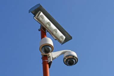 Surveillance cameras and CCTV at the stadium clipart