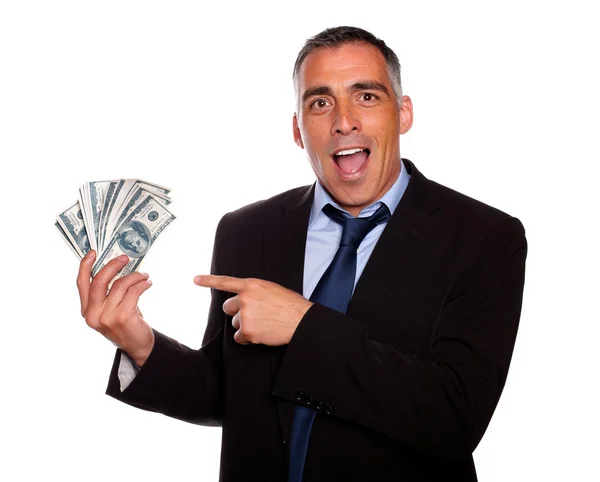 Ambitious executive holding cash money — Stock Photo, Image