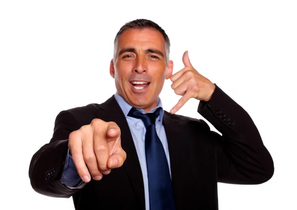 Charming business man pointing — Stock Photo, Image
