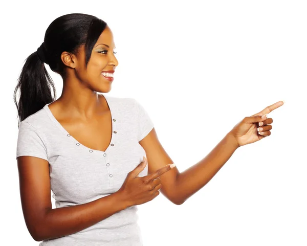 Kvinna som pekar med fingrarna — Stockfoto