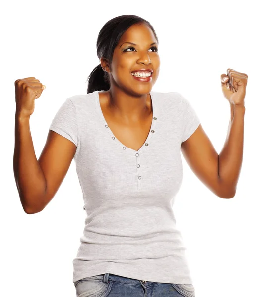 Boldog fekete nőt. — Stock Fotó