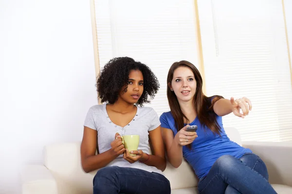 stock image Cute girls watching TV