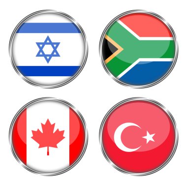 İsrail, Güney Afrika, Kanada ve Türkiye Cumhuriyeti bayrağı