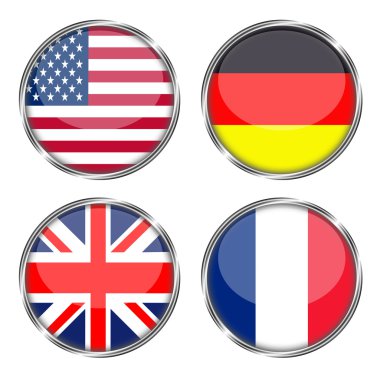 Amerika, Almanya, İngiltere ve Fransa bayrakları