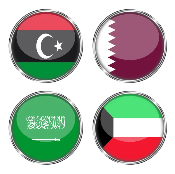 リビア、カタール、サウジアラビア、クウェートの旗 — ストック写真