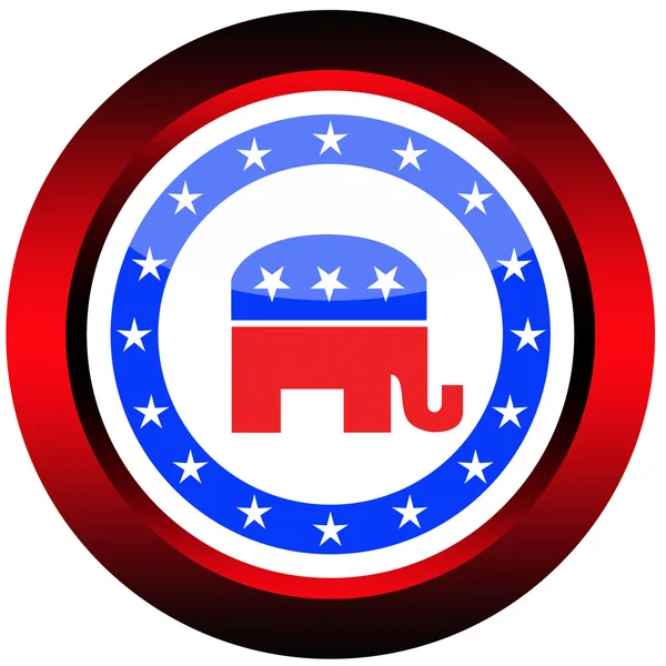 Botão republicano - o símbolo do partido democrático nos EUA . — Fotografia de Stock