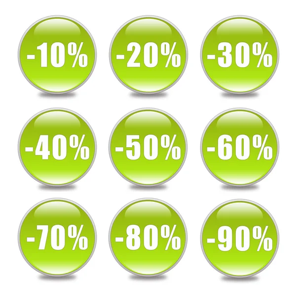 Rabatt-knappen i grönt — Stockfoto