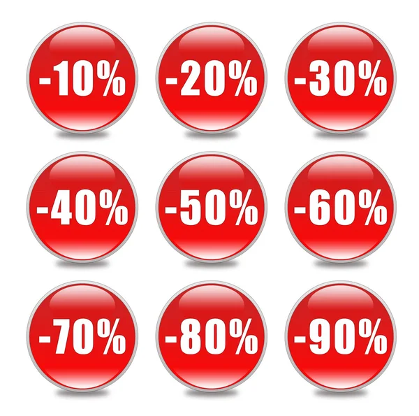 Rabatt-knappen i rött — Stockfoto