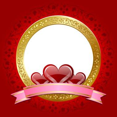 Valentine's day plaque with hearts and ornaments clipart