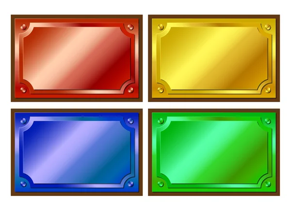 Colored metallic plaques — Stock Vector