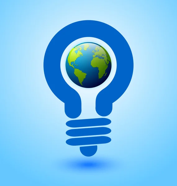 Light bulb earth icon — Stock Vector