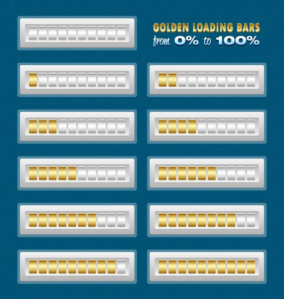 Barres de chargement dorées — Image vectorielle
