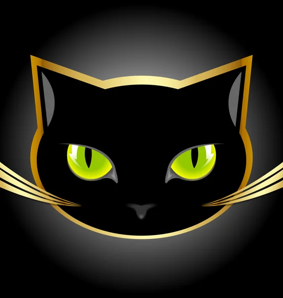 Hlava černá kočka — Stockový vektor