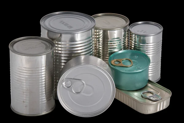 Lebensmitteldosen aus Metall — Stockfoto