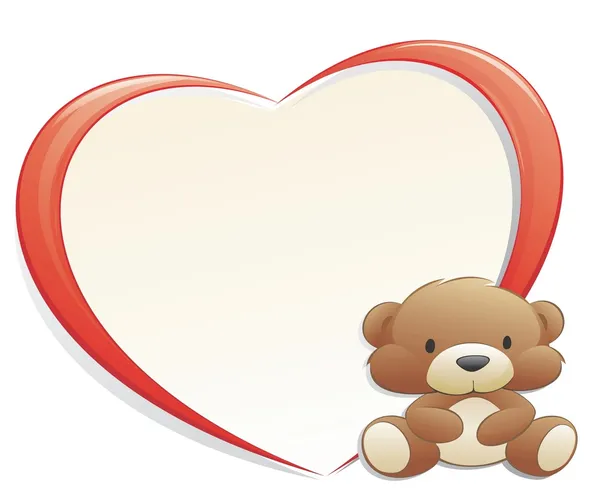 Teddybär mit Herz Rahmen — Stockvektor