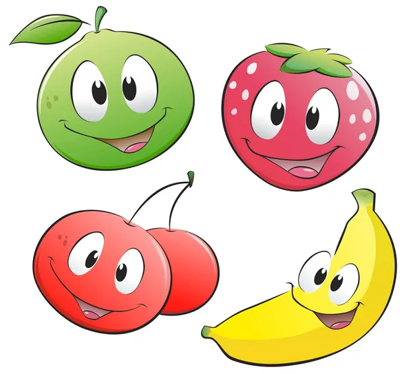 Fruits de dessin animé mignon — Image vectorielle