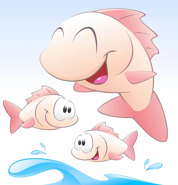 Conjunto de peixes bonitos desenhos animados —  Vetores de Stock