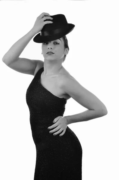 Kvinna i 60-talet retro klänning — Stockfoto