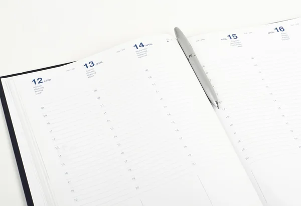 stock image Open diary with pen on it