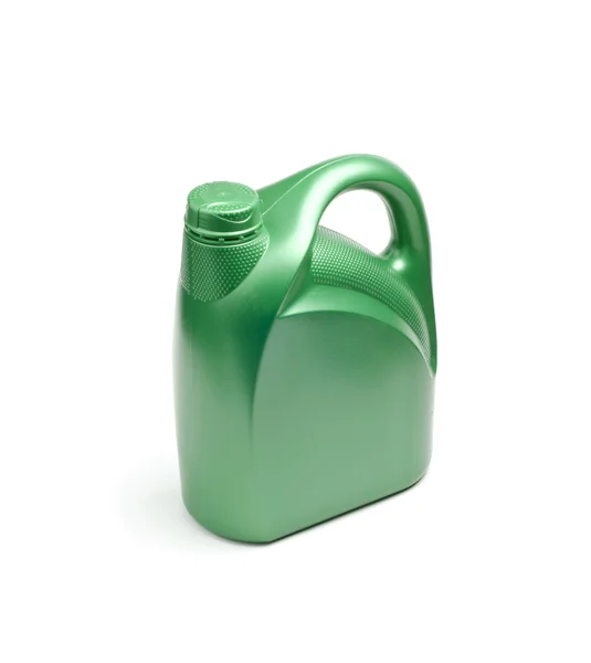 Contenitore olio verde su bianco — Foto Stock